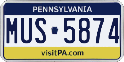PA license plate MUS5874