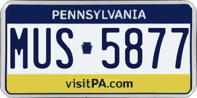 PA license plate MUS5877