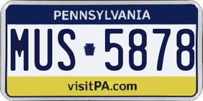 PA license plate MUS5878
