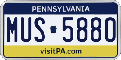 PA license plate MUS5880