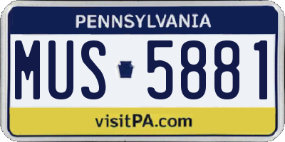 PA license plate MUS5881