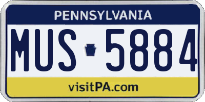 PA license plate MUS5884