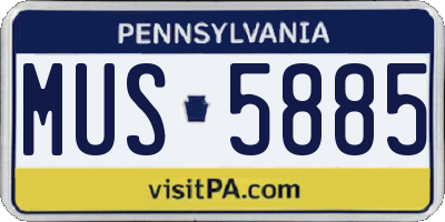 PA license plate MUS5885