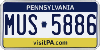 PA license plate MUS5886