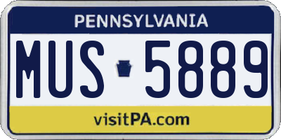 PA license plate MUS5889