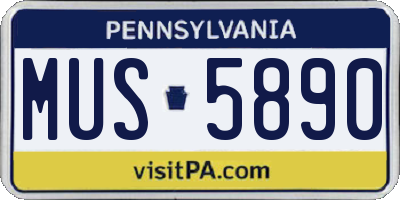 PA license plate MUS5890