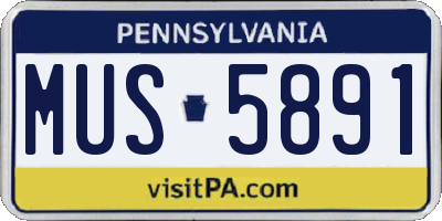 PA license plate MUS5891
