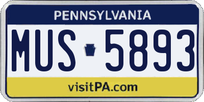 PA license plate MUS5893