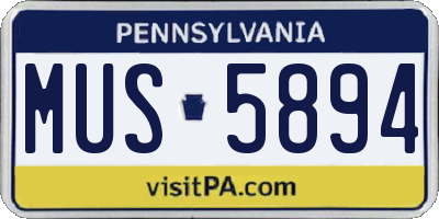 PA license plate MUS5894