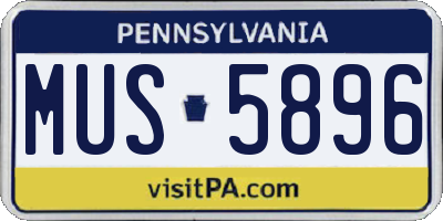 PA license plate MUS5896