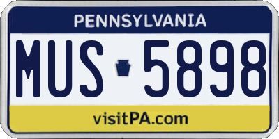 PA license plate MUS5898