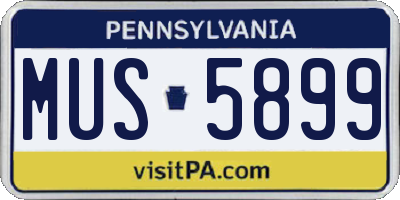 PA license plate MUS5899