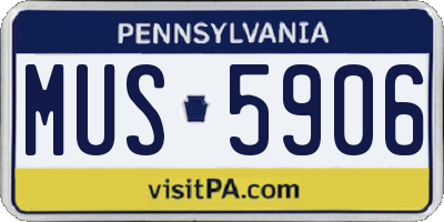 PA license plate MUS5906