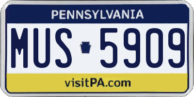 PA license plate MUS5909