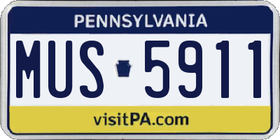 PA license plate MUS5911