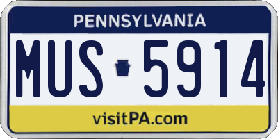 PA license plate MUS5914