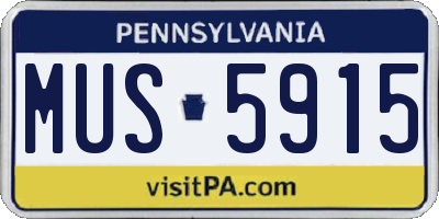 PA license plate MUS5915