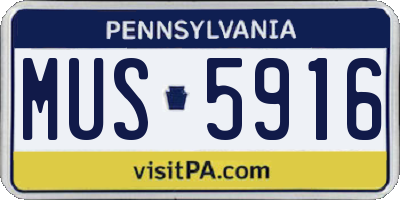 PA license plate MUS5916