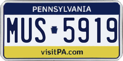 PA license plate MUS5919