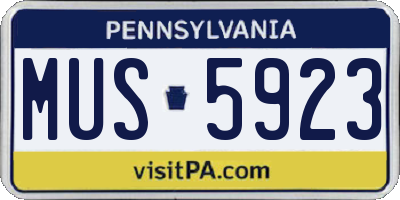 PA license plate MUS5923