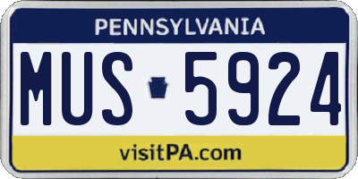PA license plate MUS5924