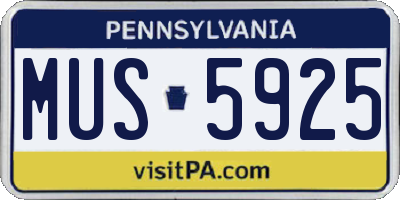 PA license plate MUS5925