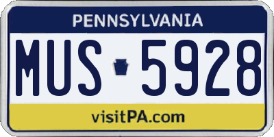 PA license plate MUS5928