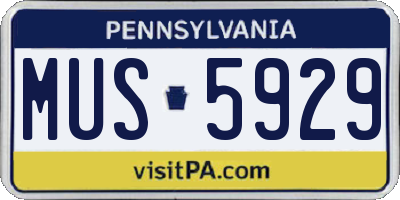 PA license plate MUS5929