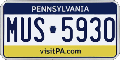 PA license plate MUS5930