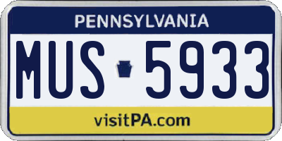 PA license plate MUS5933