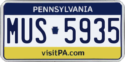 PA license plate MUS5935
