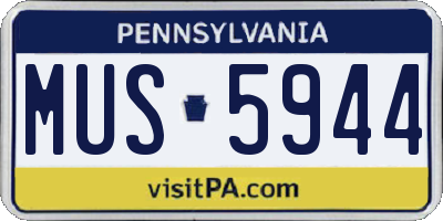 PA license plate MUS5944