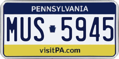 PA license plate MUS5945