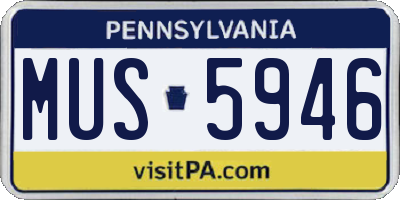 PA license plate MUS5946