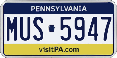 PA license plate MUS5947
