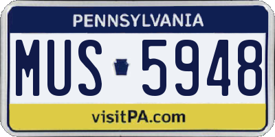 PA license plate MUS5948