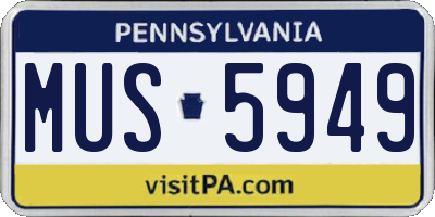 PA license plate MUS5949