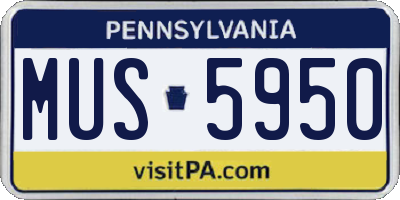 PA license plate MUS5950