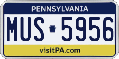 PA license plate MUS5956