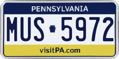 PA license plate MUS5972