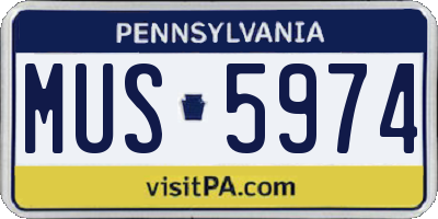 PA license plate MUS5974