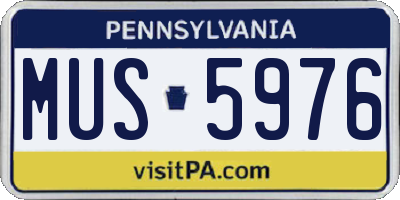 PA license plate MUS5976