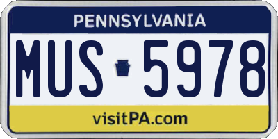 PA license plate MUS5978