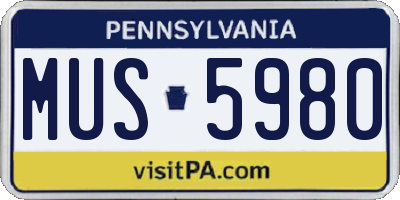 PA license plate MUS5980