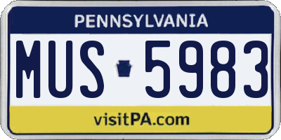 PA license plate MUS5983