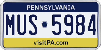 PA license plate MUS5984