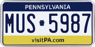 PA license plate MUS5987