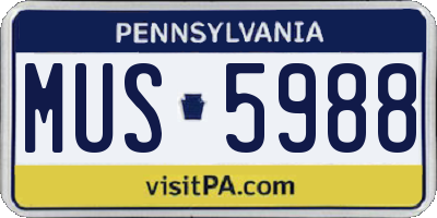PA license plate MUS5988