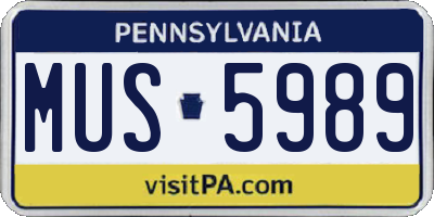 PA license plate MUS5989