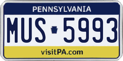 PA license plate MUS5993
